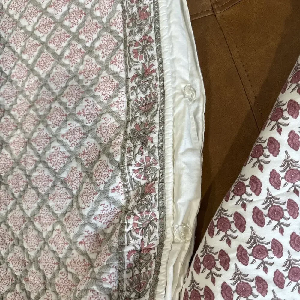 Pottery Barn Amalia Block Print EURO Sham Lot Of 2 Boho 26x26” 2